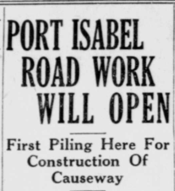 Port Isabel Road Work Will Open (1930)