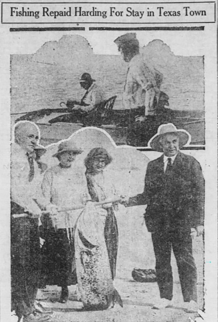 Headline: "Fishing Repaid Harding For Stay in Texas Town".